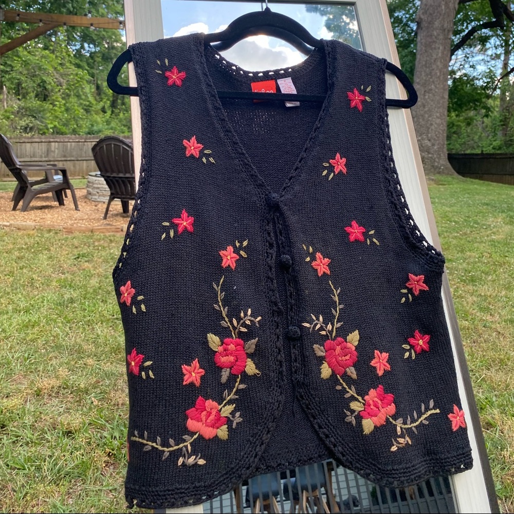 Vintage rose vest. Usually wear by itself.